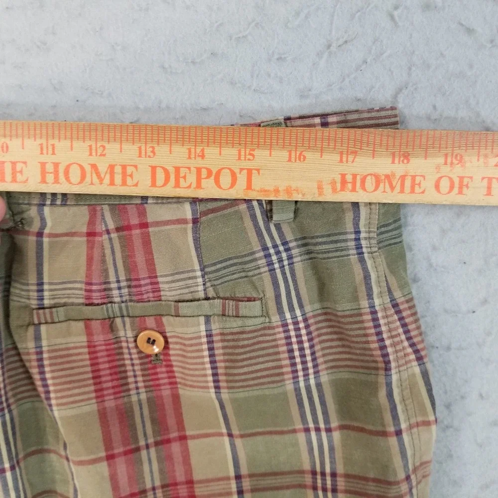 Banana Republic Shorts Mens 36 Brown Red Plaid Cotton Flat Front Casual Chino